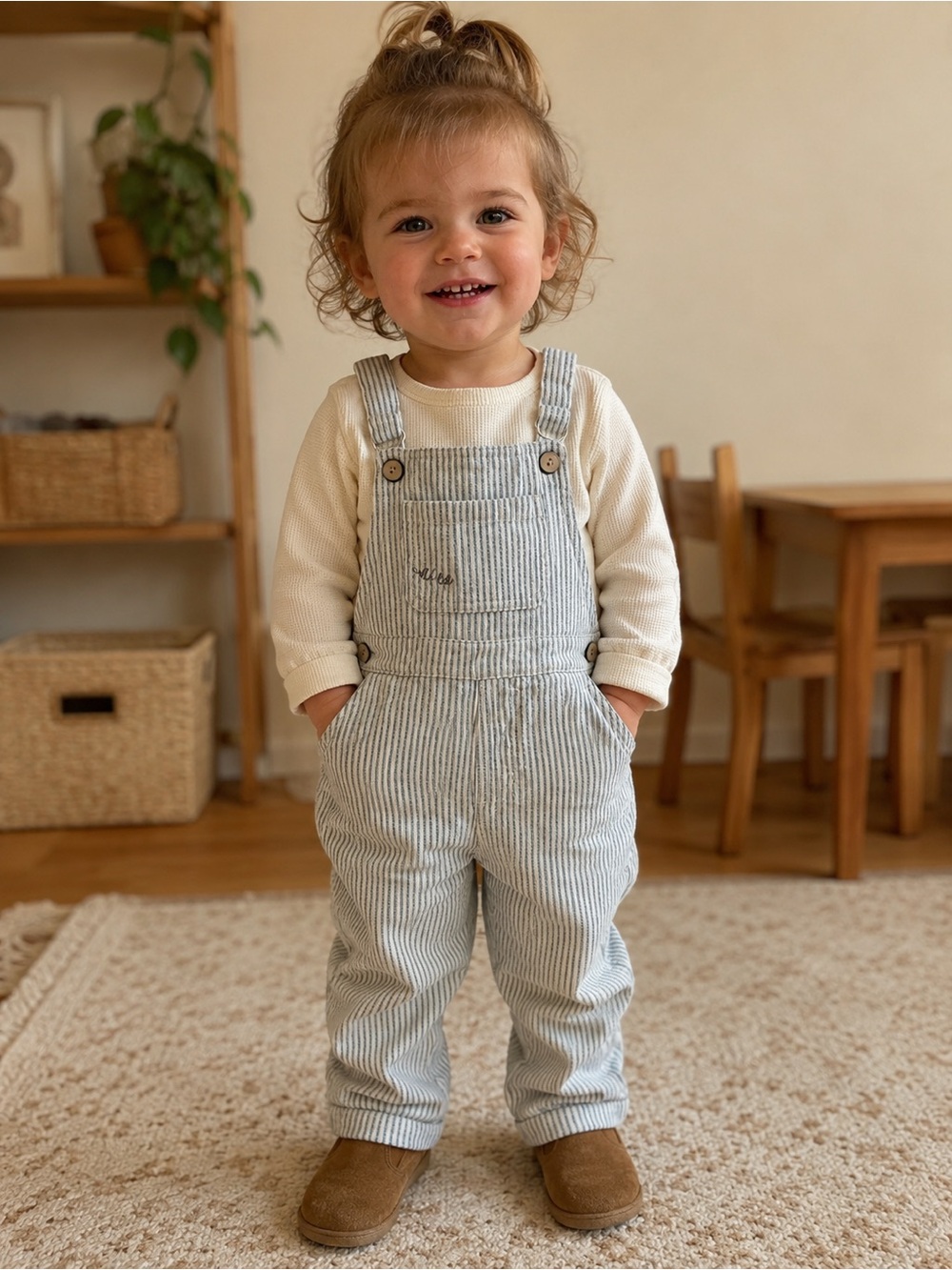 Zara Baby Striped Cotton Kids Overalls in Light Blue